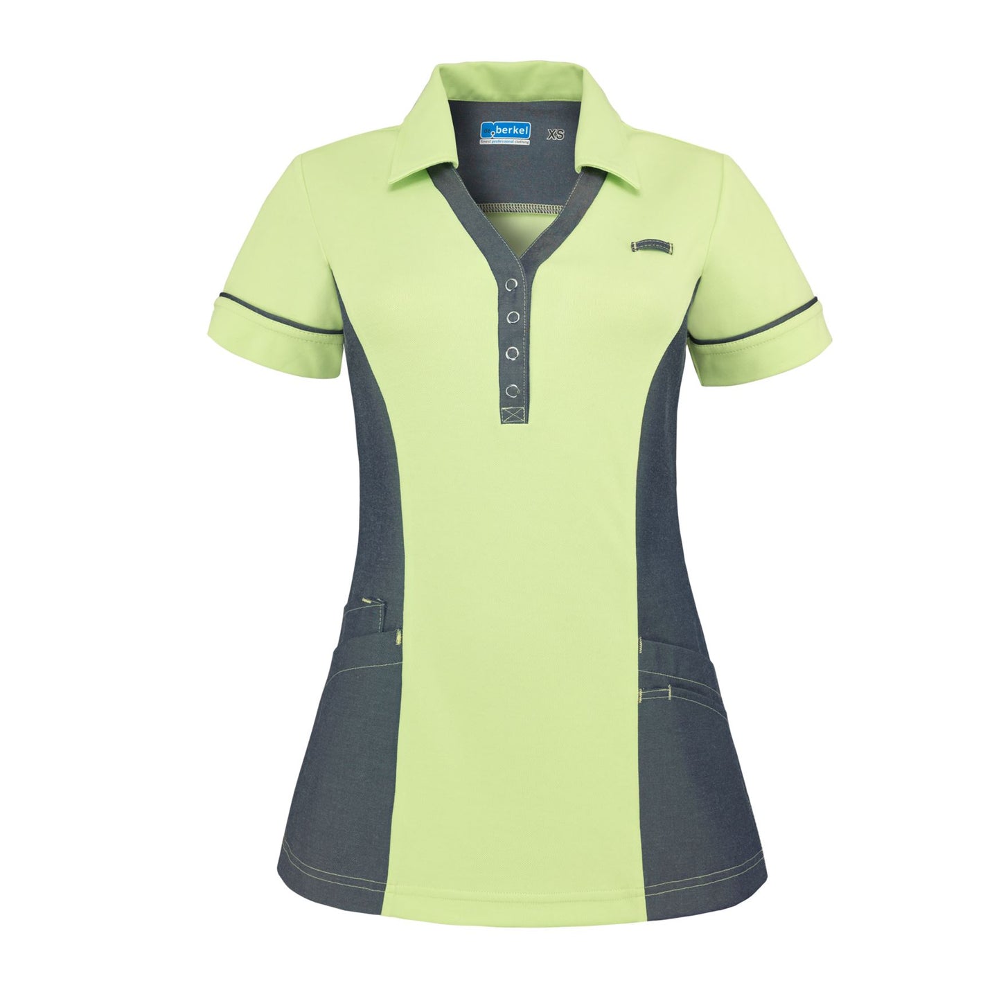 De Berkel dames polo Trix lichtgroen-denim maat 2XL