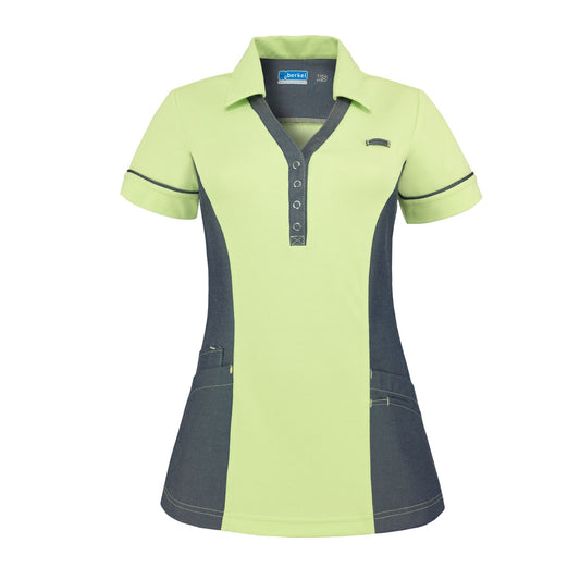 De Berkel dames polo Trix lichtgroen-denim maat 2XL