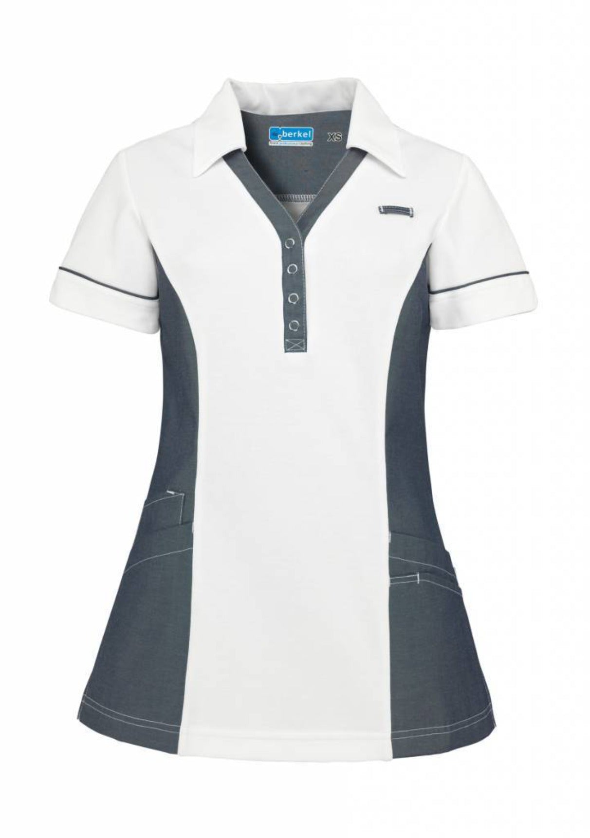 De Berkel dames polo Trix wit-denim maat S en 2XL