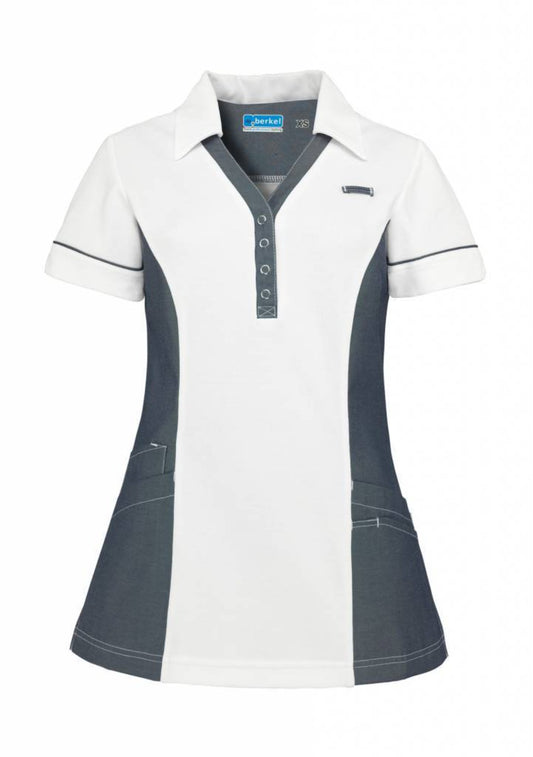 De Berkel dames polo Trix wit-denim maat S en 2XL