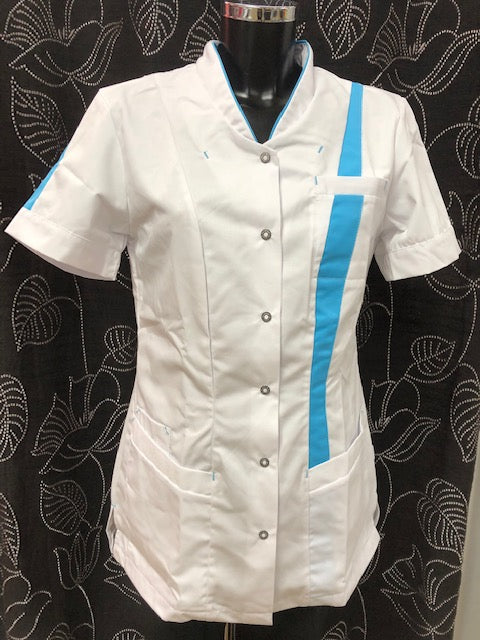 De Berkel dames jasje Lara wit-azuurblauw maat M t/m 2XL