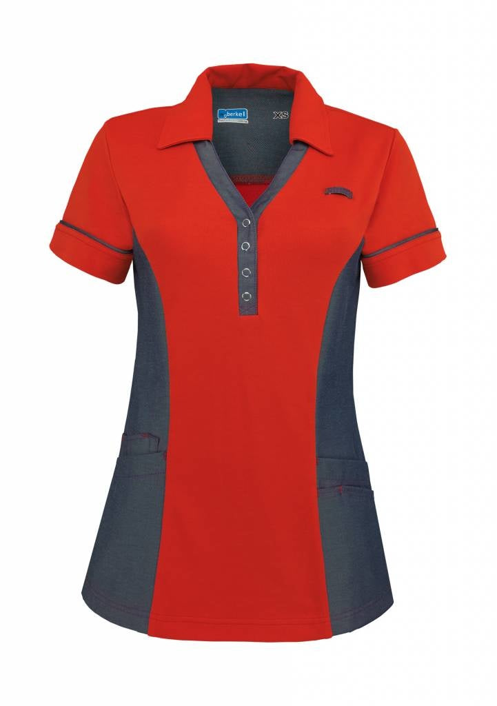 Dames Polo Trix rood-denim