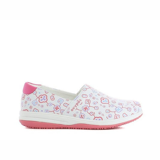 Schoen Suzy, Oxypas, wit met print Fuchsia